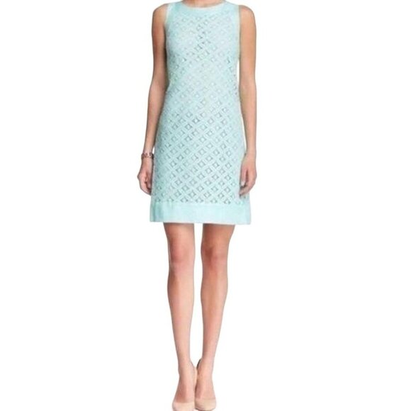 Eilza J Dress Celeste Lace Sleeveless Women's Size 2 Mint Green Linen Blend Shif - Picture 11 of 11